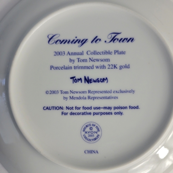 2003 ANNUAL CHRISTMAS COLLECTORS PLATE COMING TO TOWN BY TOM NEWSOM - Picture 4 of 6